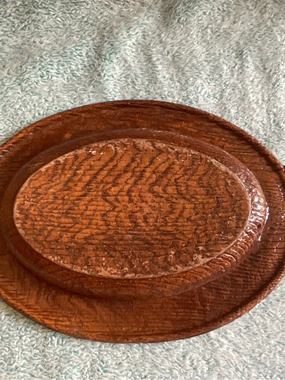 Vintage Walnut Wood Hand Carved Bowl Tray Floral 11